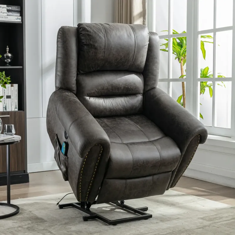 Oversized Electric Power Lift Recliner Chair with Massage and Heat - Faux Leather