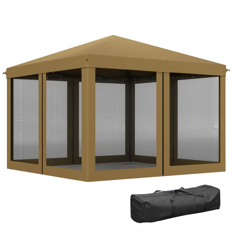 3m x 3m Pop-Up Gazebo with Removable Mesh Sidewalls – Khaki