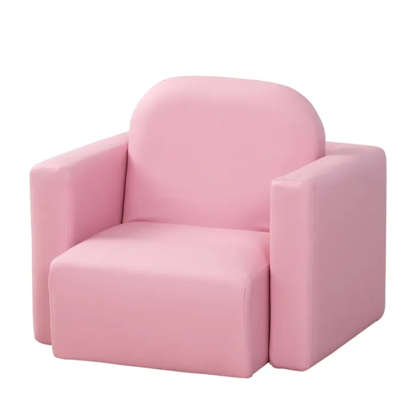 Convertible 2-in-1 Toddler Sofa and Table Chair Set - Pink