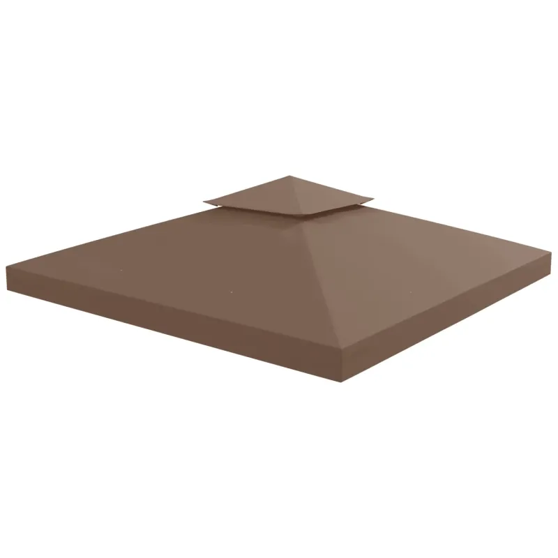 Coffee 3x3m Double-Tier Gazebo Replacement Canopy Top