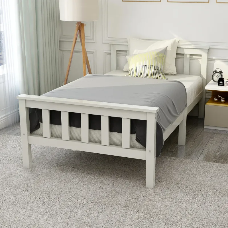 3ft Single Solid Pine Wooden Bed Frame - White