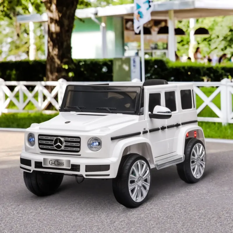 Licensed Mercedes-Benz G500 12V Kids' Electric Ride-On Car with Remote Control - White