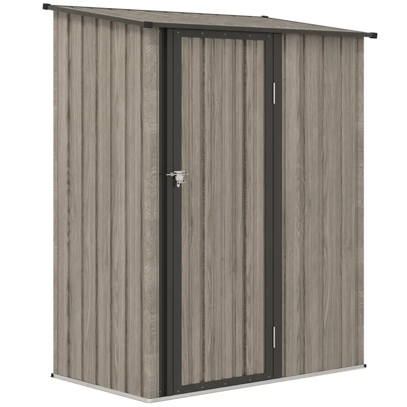 5ft x 3ft Metal Garden Storage Shed - Galvanised Steel Tool Store - Light Grey