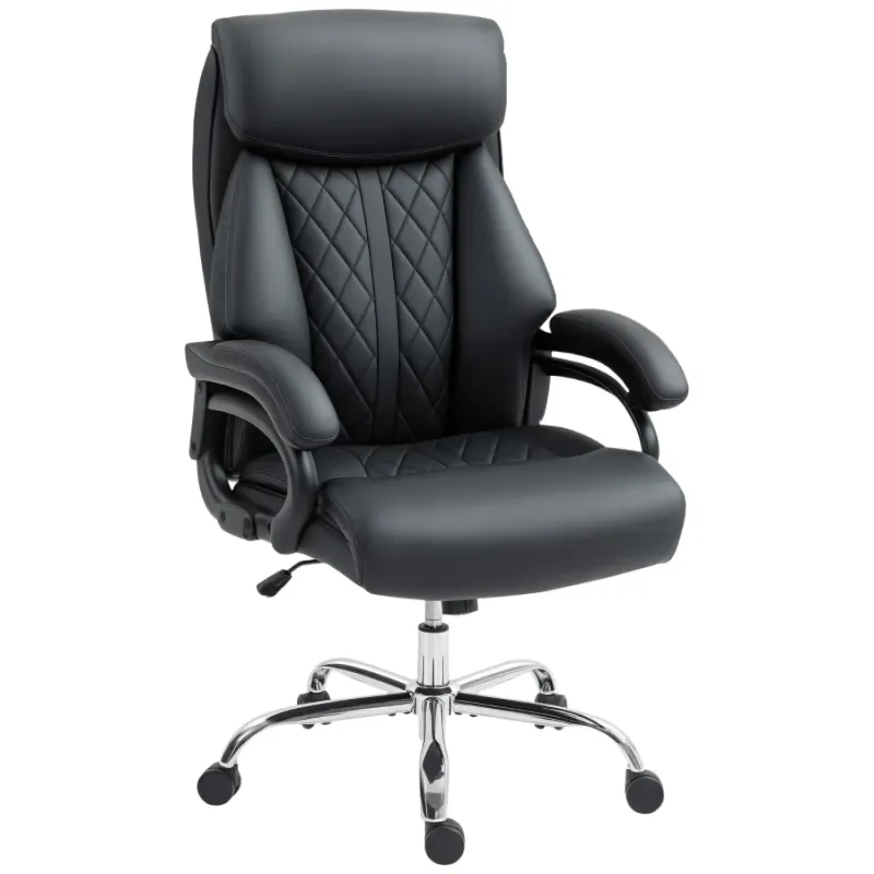 Executive Big & Tall Office Chair - 150kg Capacity - Faux Leather Spring Padded Seat - Black