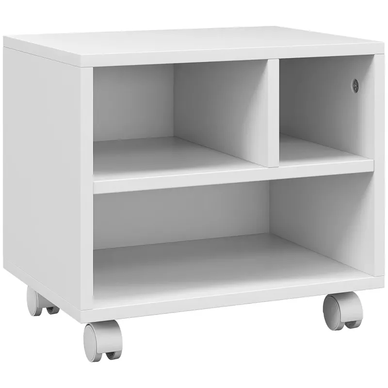 Three-Compartment Mobile Printer Stand - White