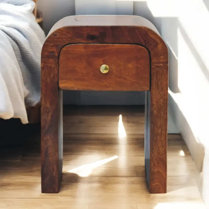 Darcy Mini Solid Wood 1 Drawer Bedside Table - Chestnut