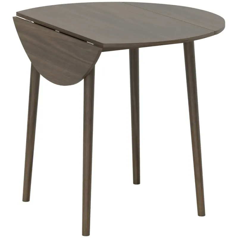4 Seater Round Drop Leaf Folding Dining Table - Grey