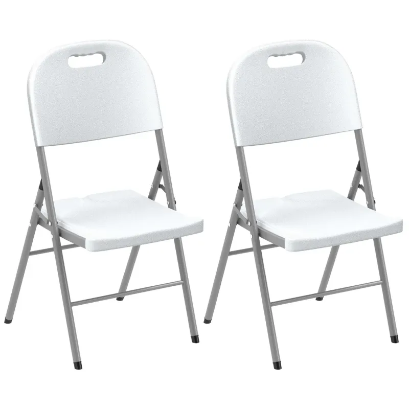 Set of 2 Foldable Steel Outdoor Chairs - White
