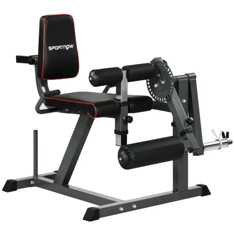 SPORTNOW Seated Leg Extension and Curl Machine - Adjustable Plate Loaded Trainer