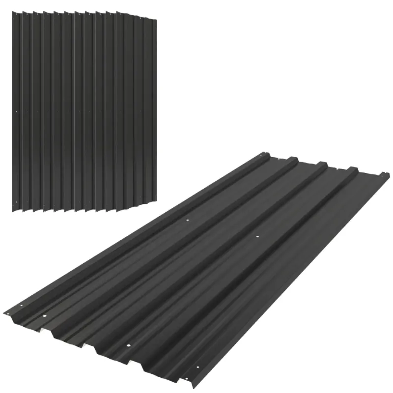 12 Pack Corrugated Steel Roof Sheet Panels - Black - 129cm x 45cm