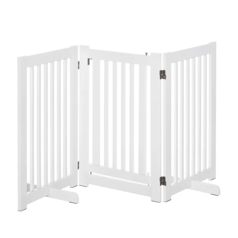 Freestanding MDF Expandable Dog Gate with Door - White