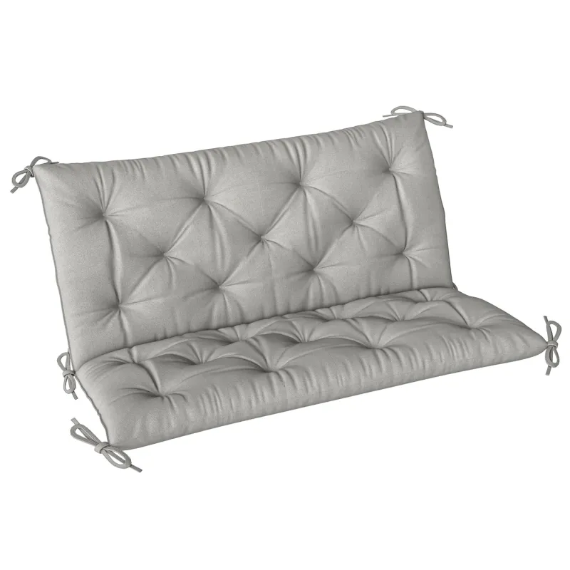 2 Seater Garden Bench Cushion with Backrest, Light Grey