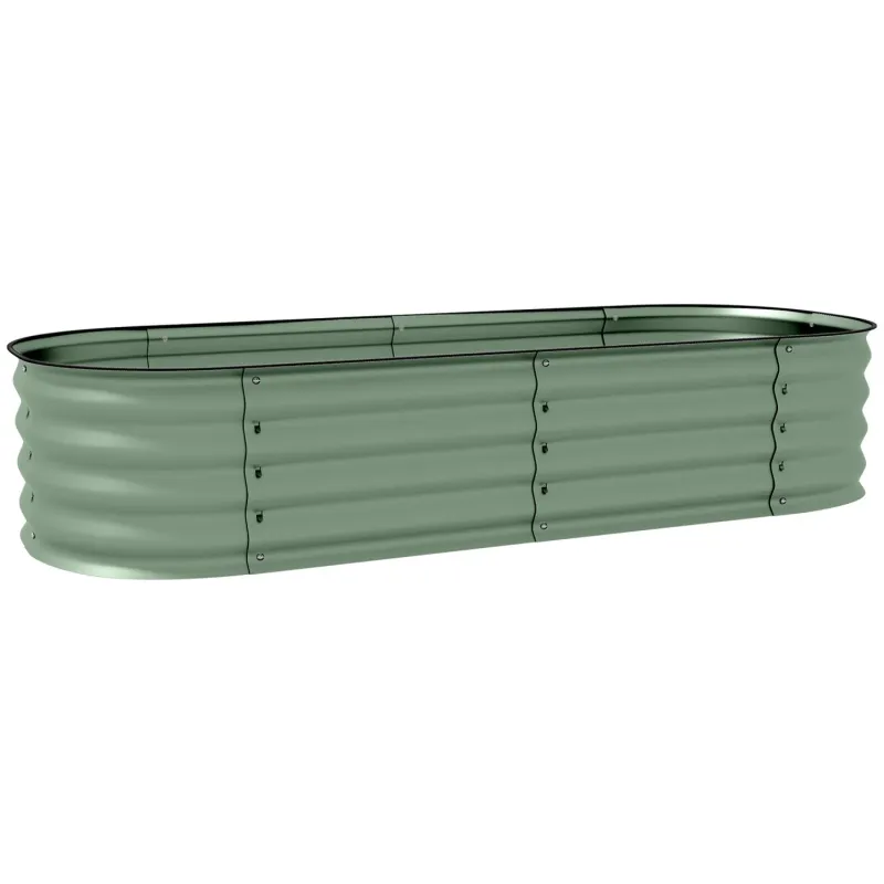  150cm Galvanised Metal Raised Garden Bed - Flexible Shape Planter Box with Safety Edging