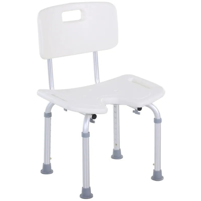 Height Adjustable Shower Stool with U-Shaped Seat and Non-Slip Feet