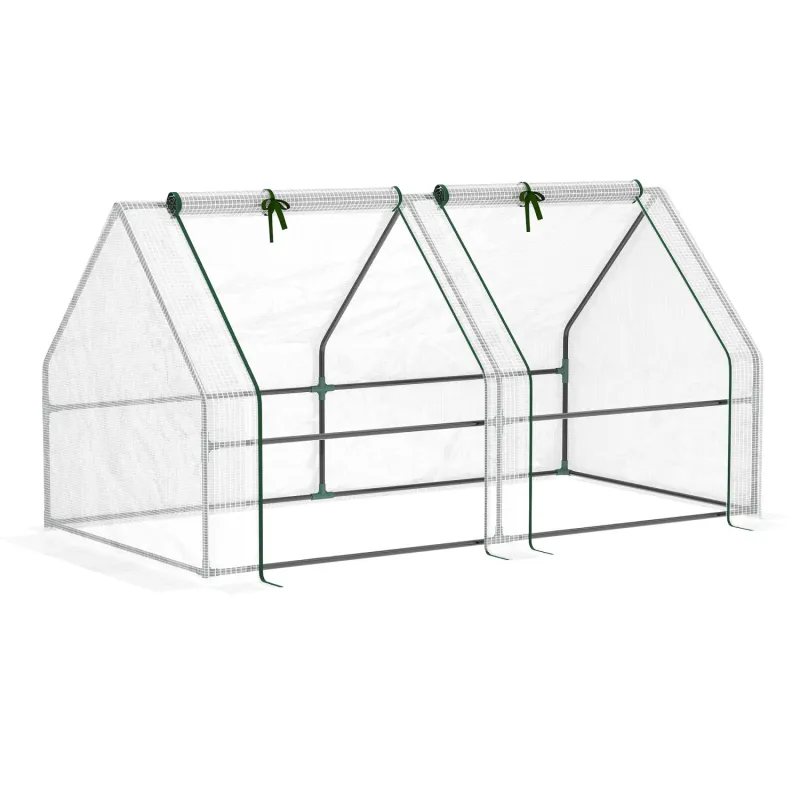 180cm Wide Low Poly Tunnel Greenhouse with Steel Frame - White