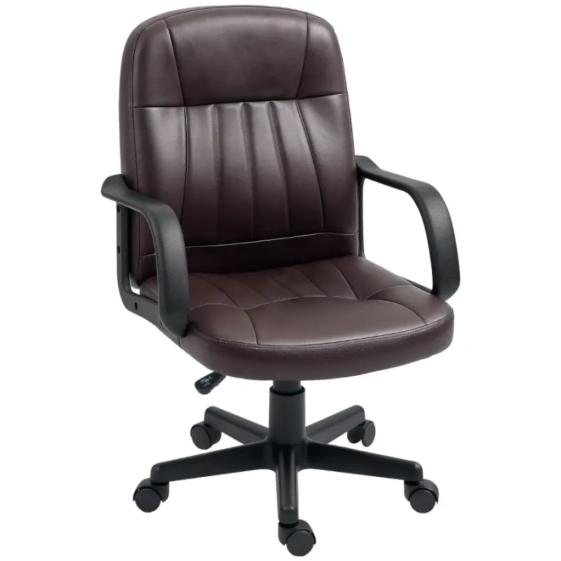 Swivel Executive Office Chair in PU Leather - Dark Brown