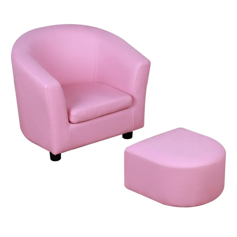 Kids Armchair and Matching Footstool - Pink