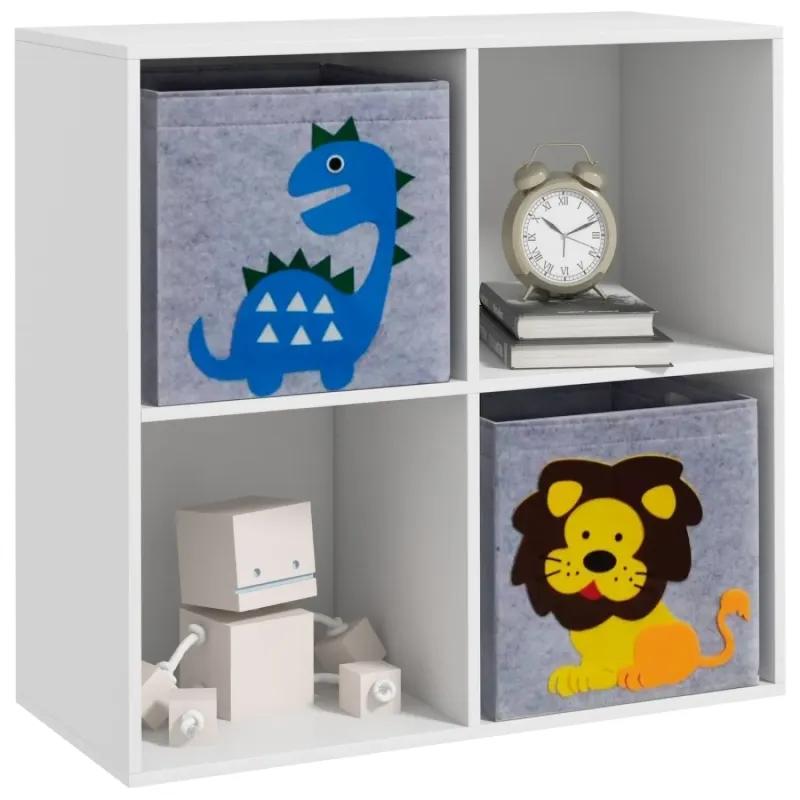 Kids Toy Storage Unit with 4 Cubes and 2 Drawers - White