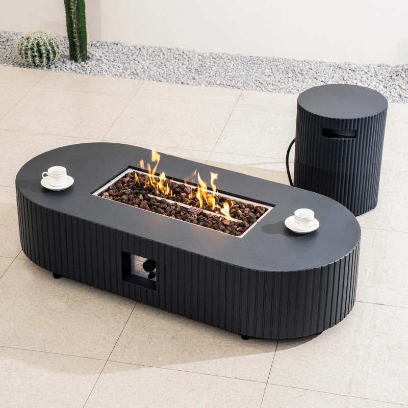 LYRIN Terrafab Gas Fire Pit Table with Matching Side Table