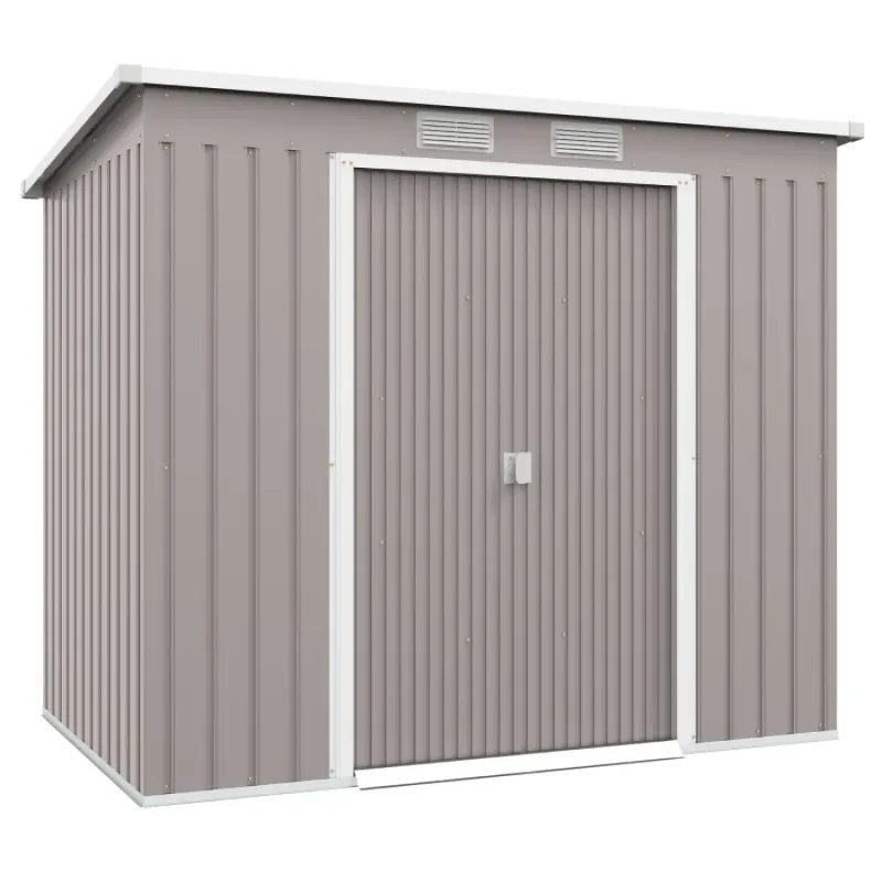 7 x 4ft Galvanised Steel Garden Shed with Foundation Kit - Grey
