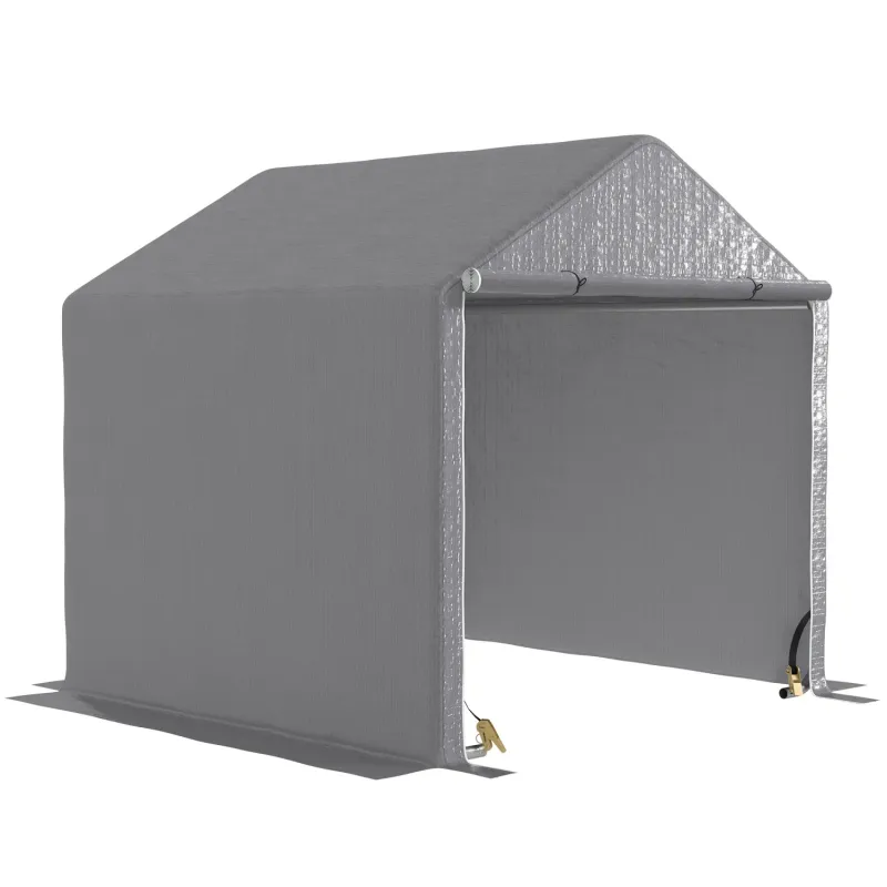 Fabric Garden Storage Tent, 2m x 2m, in Grey, with Zipped Door