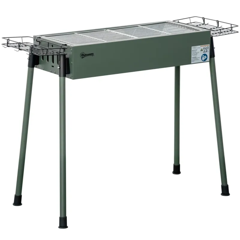 Portable Stainless Steel Charcoal BBQ Grill with Storage Baskets