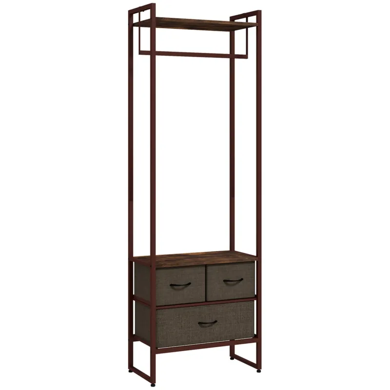 Compact Clothes Rail with 3 Drawers and Top Shelf