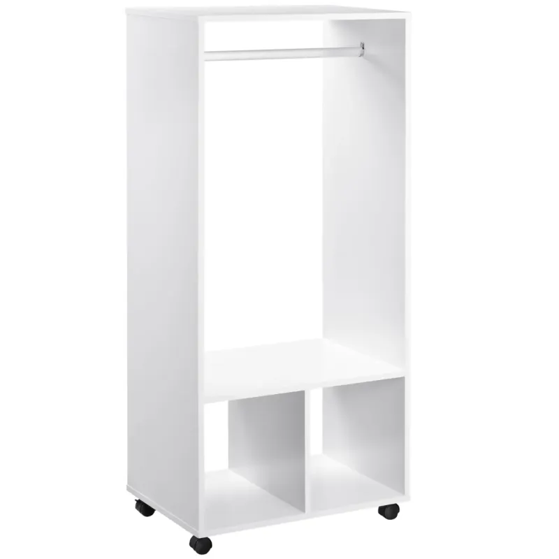 Open Wardrobe with Hanging Rail and 2 Shelves - White
