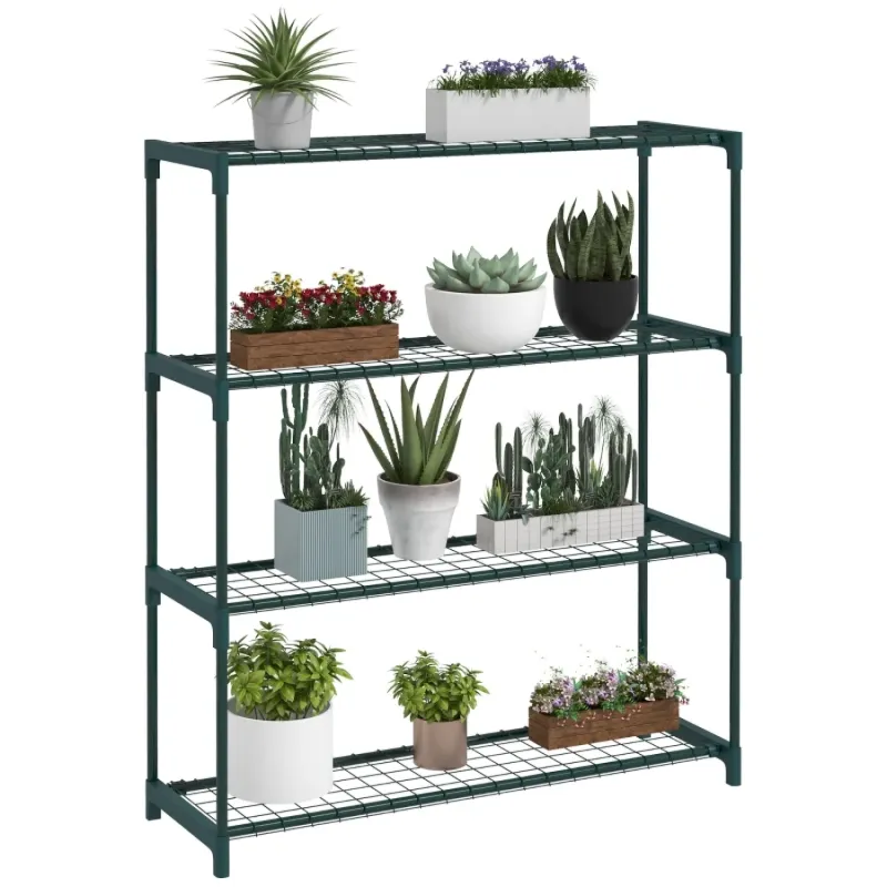 4-Tier Steel Plant Stand & Flower Display Rack - Black