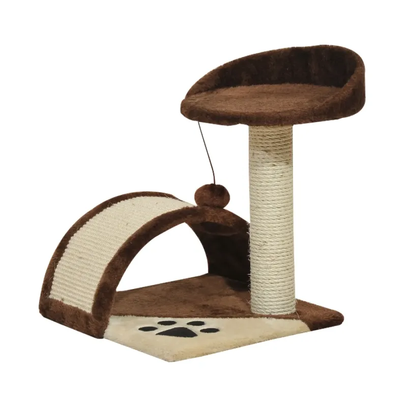Plush Cat Tree with Sisal Scratching Posts and Perch - Brown