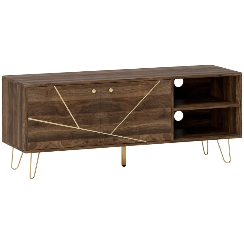 130cm Modern TV Stand for TVs up to 60 Inch with Hairpin Legs - Brown