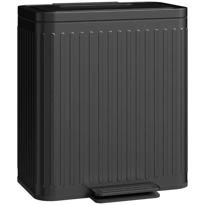 40L Dual Compartment Kitchen Pedal Bin - Black