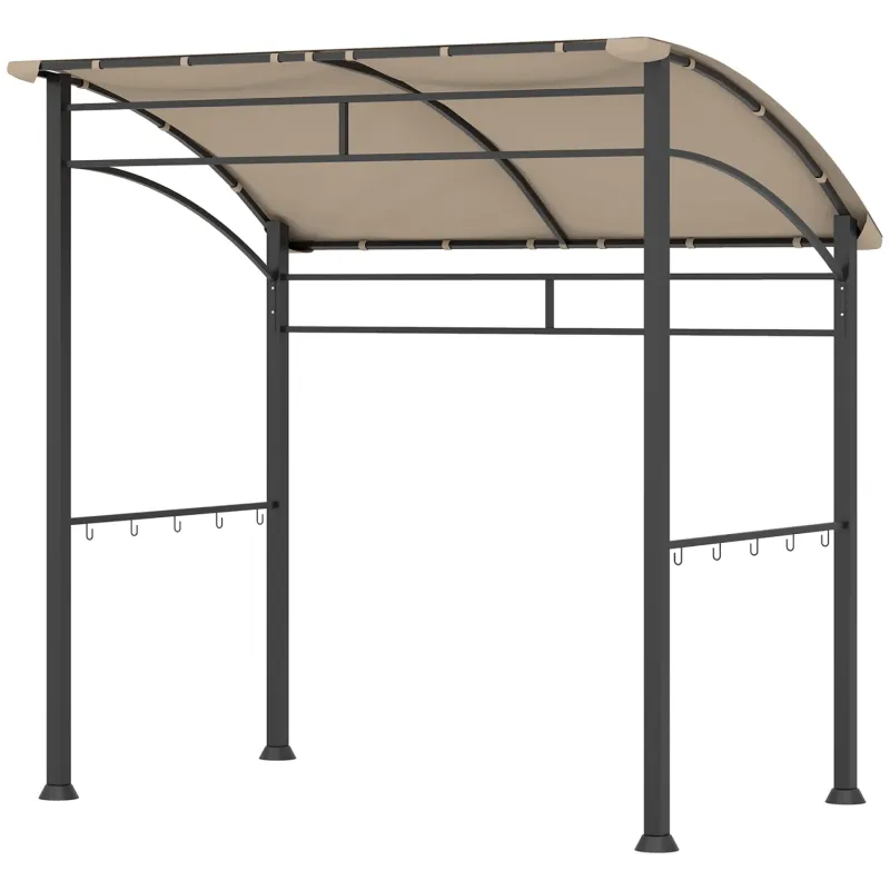 2.2 x 1.5m BBQ Grill Gazebo with Metal Frame and 10 Utensil Hooks - Khaki