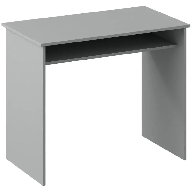 90cm Compact Computer Desk with Integrated Storage Shelf - Grey