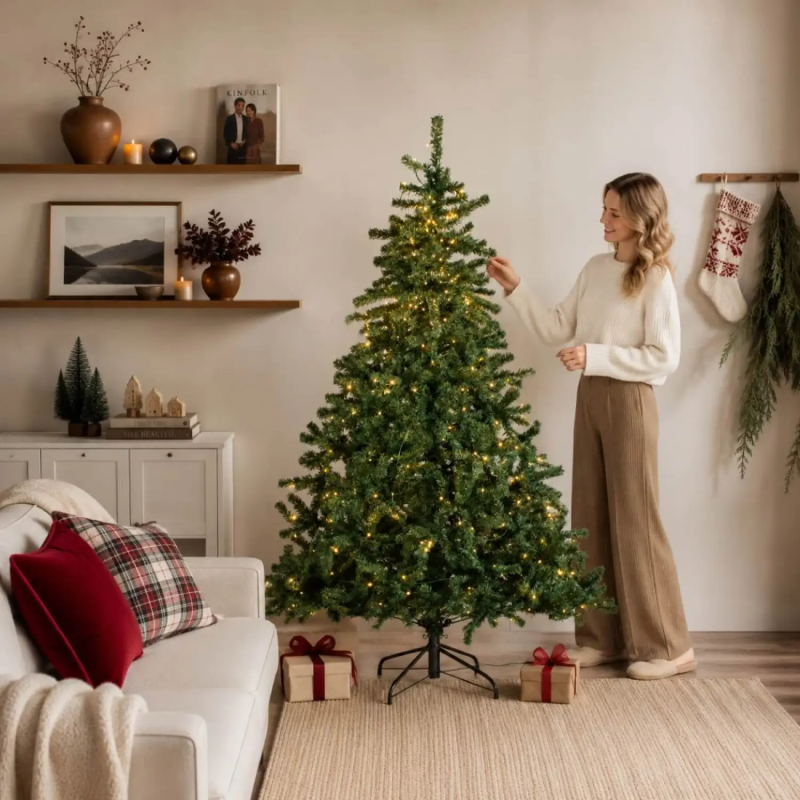 6ft Realistic Pre-Lit Artificial Christmas Tree with 250 Warm White LEDs