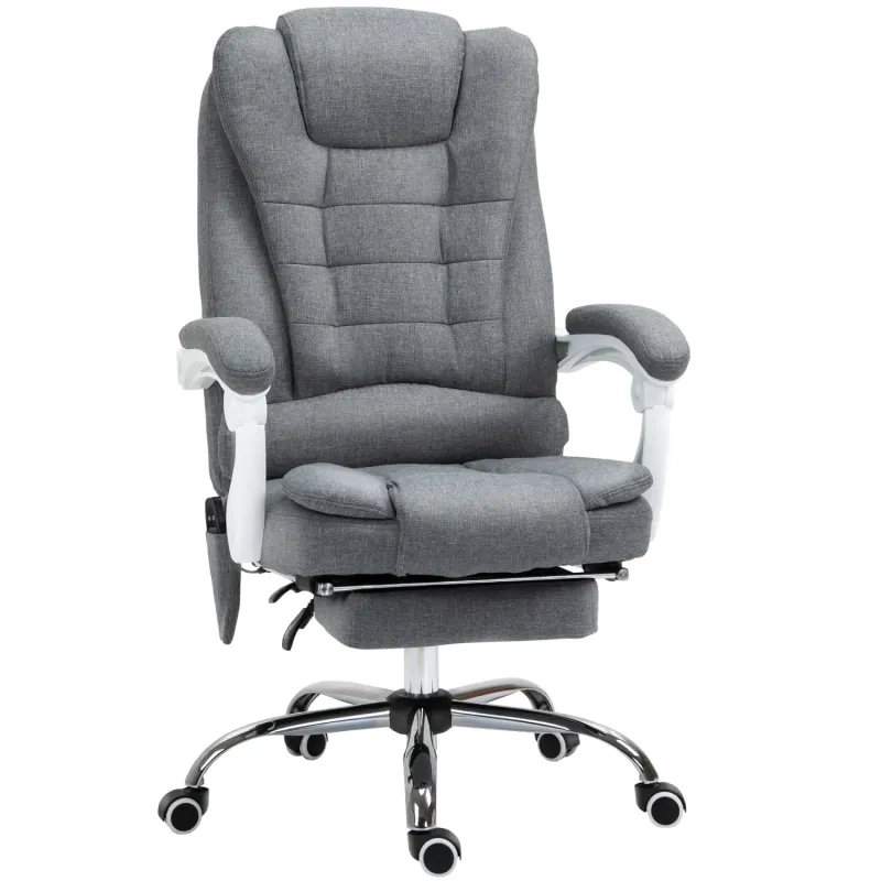Vinsetto Heated 6-Point Massage Executive Office Chair with Footrest - Grey