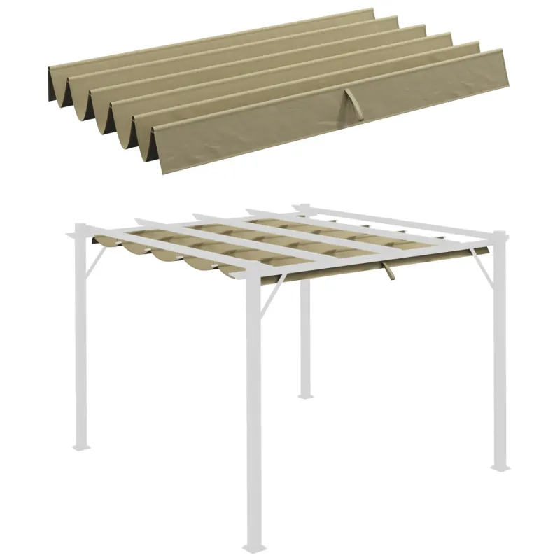 Retractable Pergola Replacement Canopy Fabric for 3 x 3m Pergola - Tan
