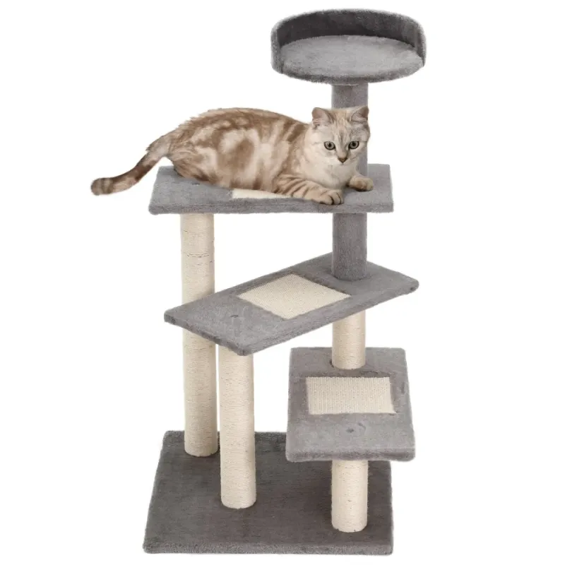 100cm Spiral Cat Tree Tower with Sisal Scratching Posts - Grey