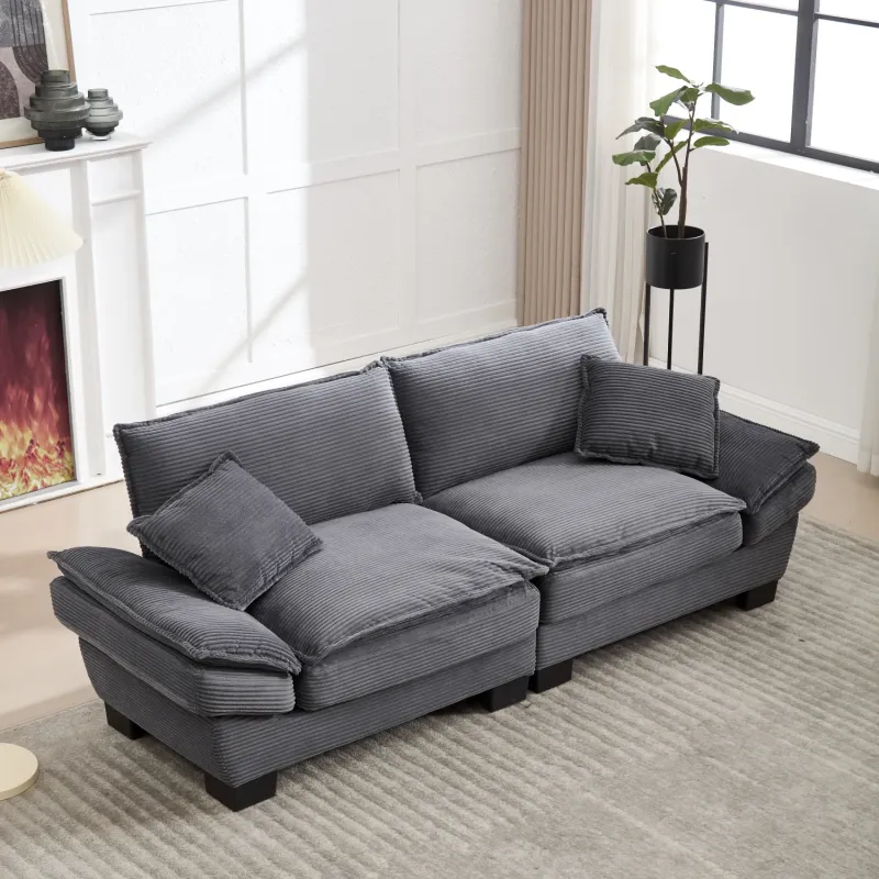 GOMYWAY 2 Seater Oversized Corduroy Loveseat Sofa with Deep Seating