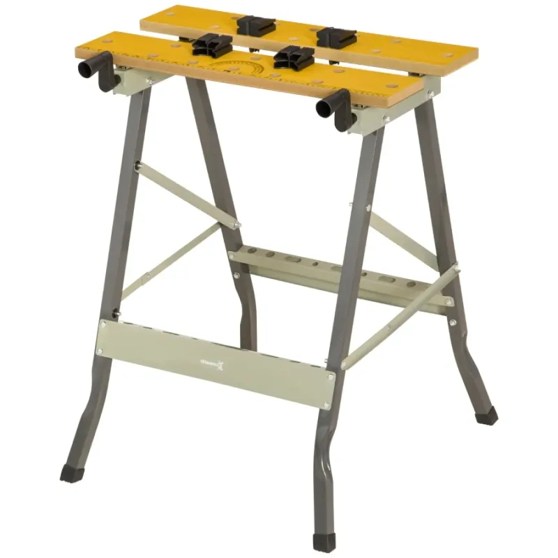 4-in-1 Folding Work Bench and Clamping Table - Grey