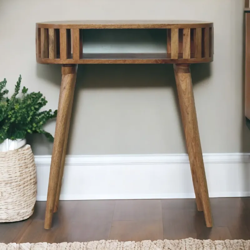 Ariella Solid Wood Console Table with Open Shelf - Brown