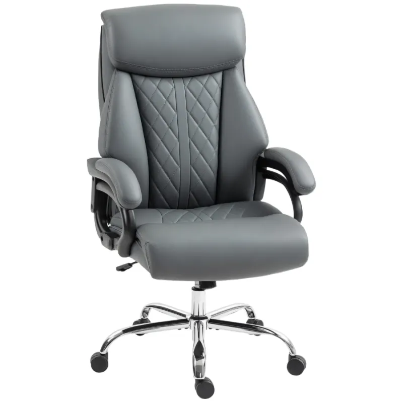 Super Padded Faux Leather Executive Office Chair - Charcoal Grey - 150kg Capacity