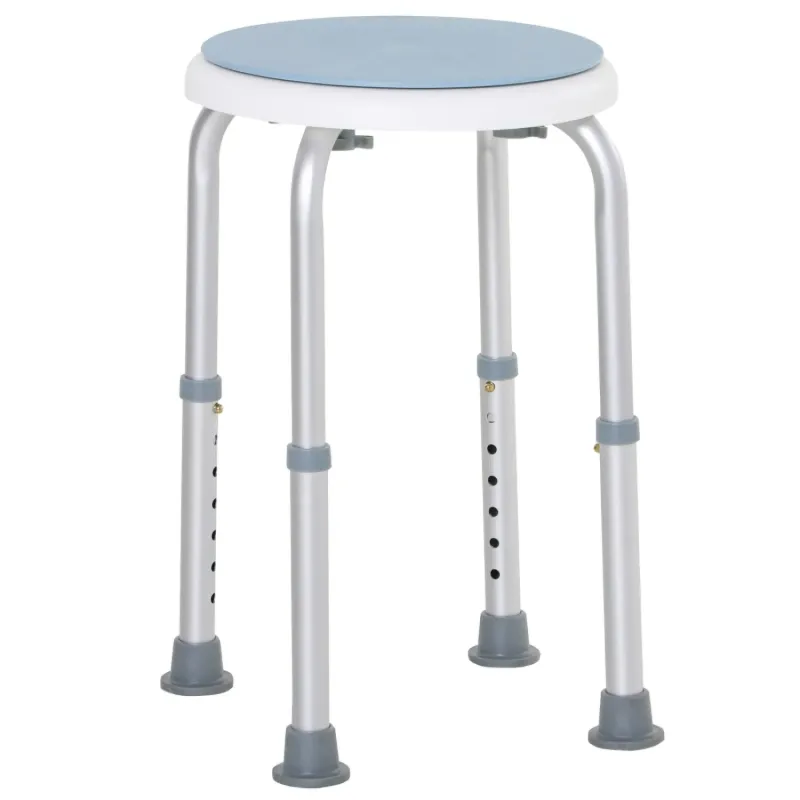 360° Swivel Height Adjustable Aluminium Shower Stool - Blue