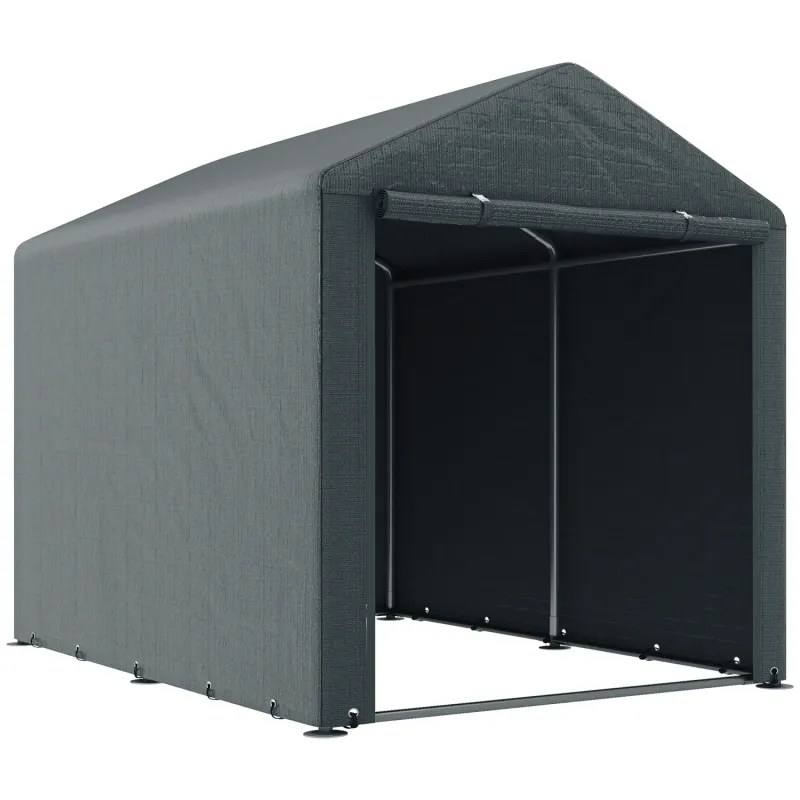 Galvanized Steel Outdoor Storage Tent, 2.2 x 1.6m, in Dark Grey, with Zipped Door
