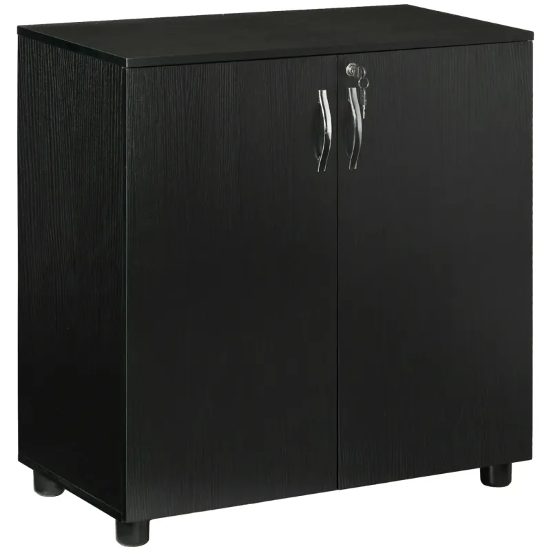 Two-Tier Locking Office Storage Cabinet, Black