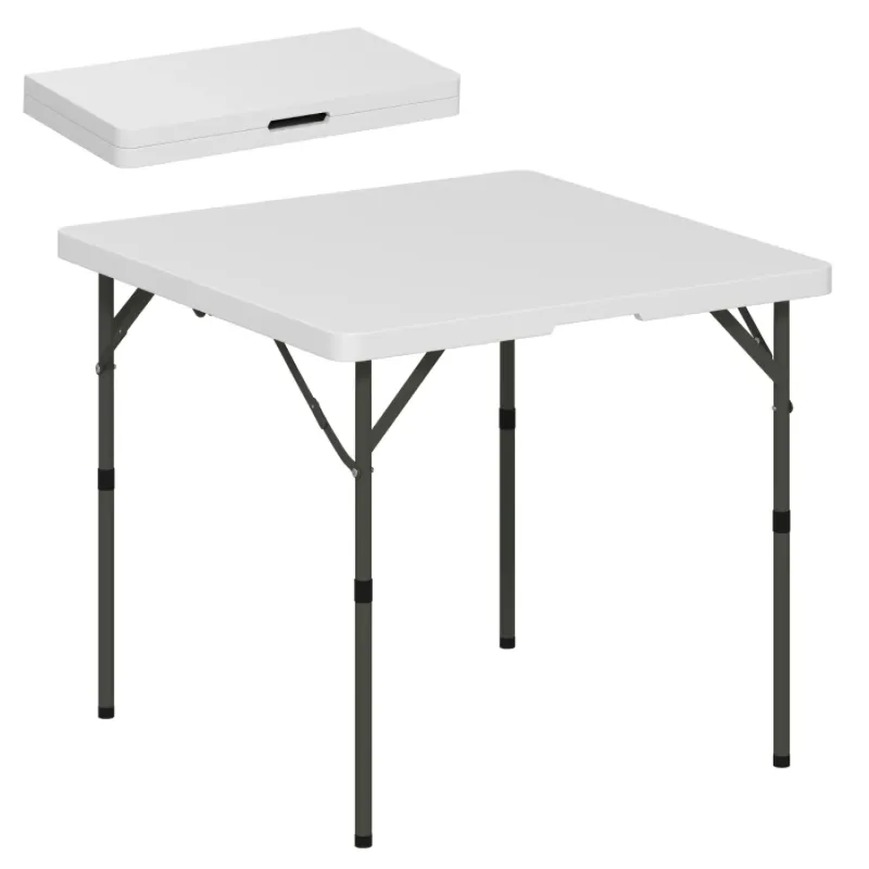 86cm Adjustable Height Folding Camping Table - White