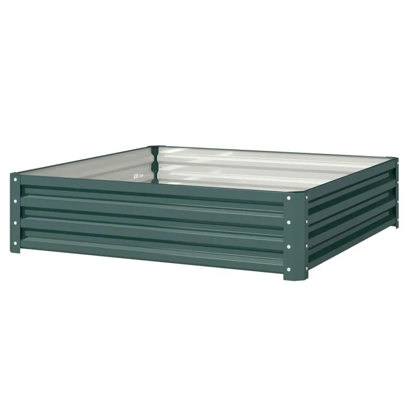  120cm Square Galvanised Steel Raised Garden Bed - Green