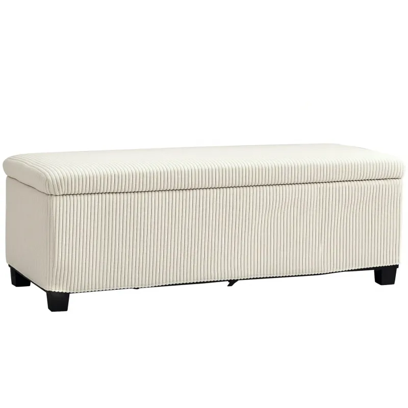 Storage Ottoman Bench in Corduroy, 112cm - Beige