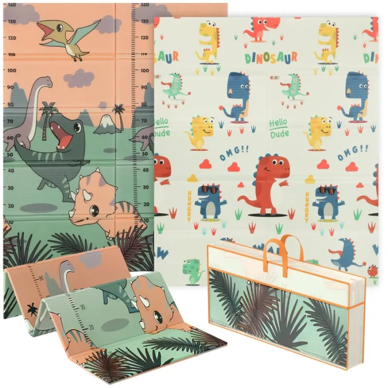 Reversible Dinosaur Padded Baby Play Mat - Foldable 177 x 146cm