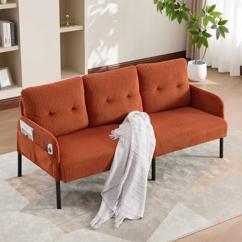 Gomyway Corduroy 2 Seater Oversized Loveseat Sofa
